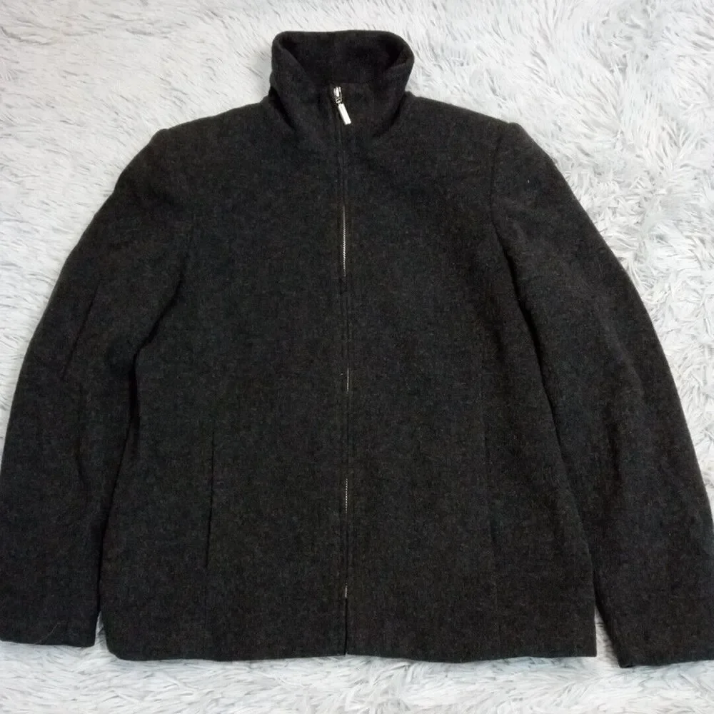 Vintage Petite Sophisticate Jacket Womens 2 Gray Wool Cashmere Blend Preppy Coat